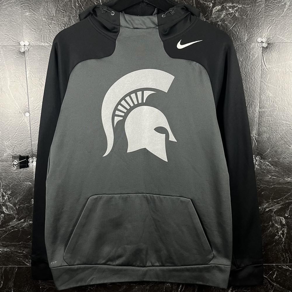 Nike Men's Grey Therma-Fit Michigan State Hoodie Medium